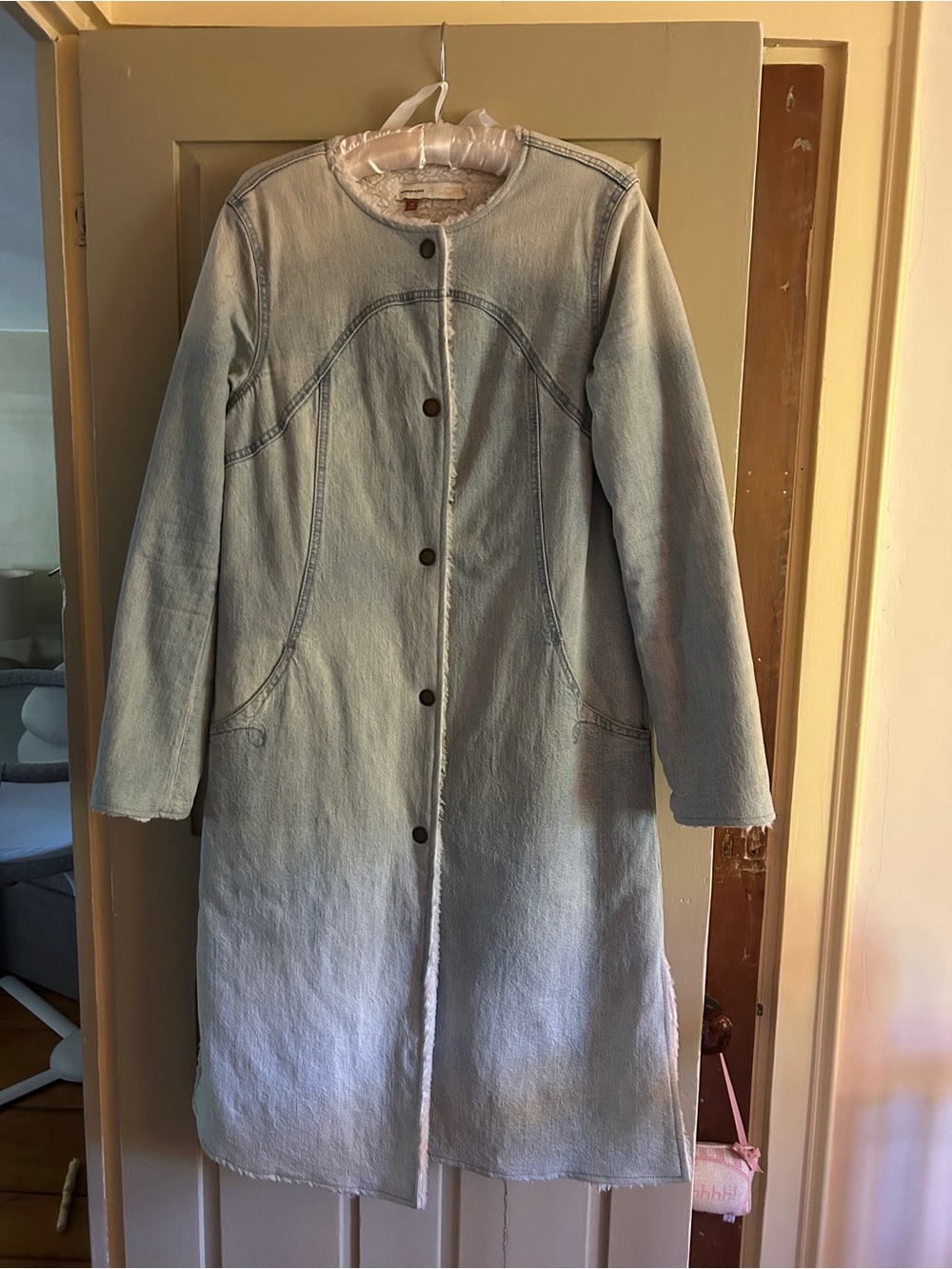 Anthropologie reversible denim and faux shearling coat